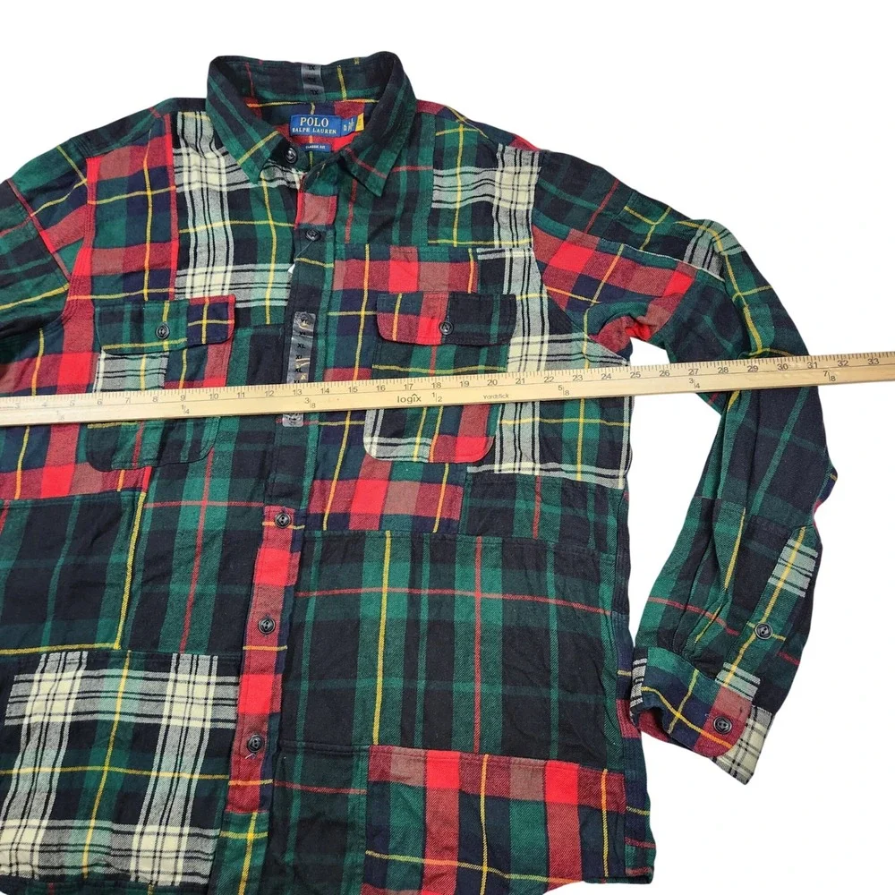 Polo Ralph Lauren Classic Fit Patchwork Plaid Flannel Shirt XL New‎